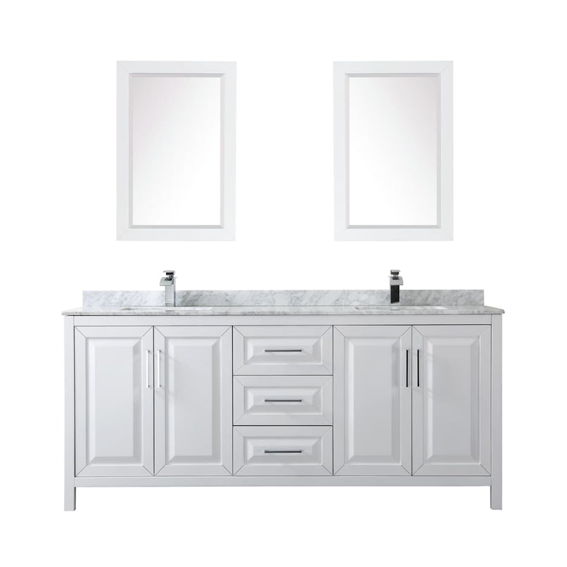 Daria 80" Free Standing Double Vanity Set with MDF Cabinet, Marble Vanity Top, 2 Undermount Sinks, and 2 Framed Mirrors - image 7