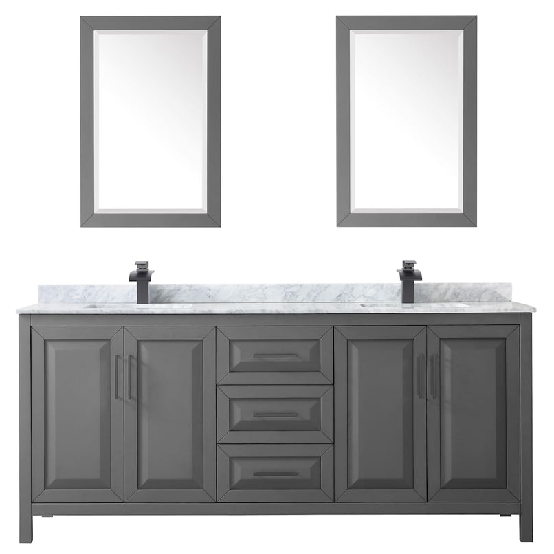 Daria 80" Free Standing Double Vanity Set with MDF Cabinet, Marble Vanity Top, 2 Undermount Sinks, and 2 Framed Mirrors - image 11