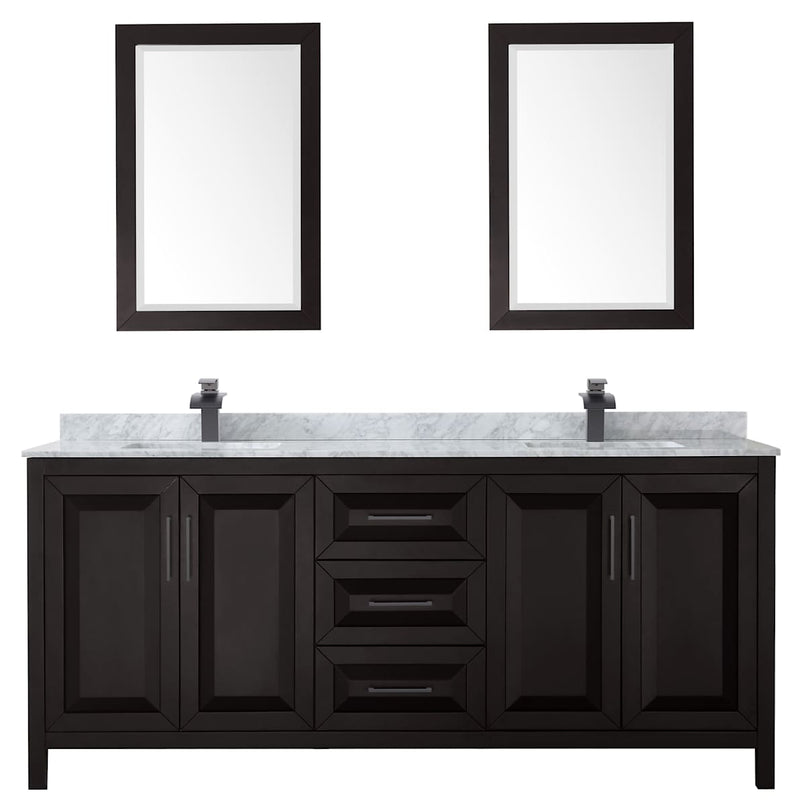 Daria 80" Free Standing Double Vanity Set with MDF Cabinet, Marble Vanity Top, 2 Undermount Sinks, and 2 Framed Mirrors - image 12