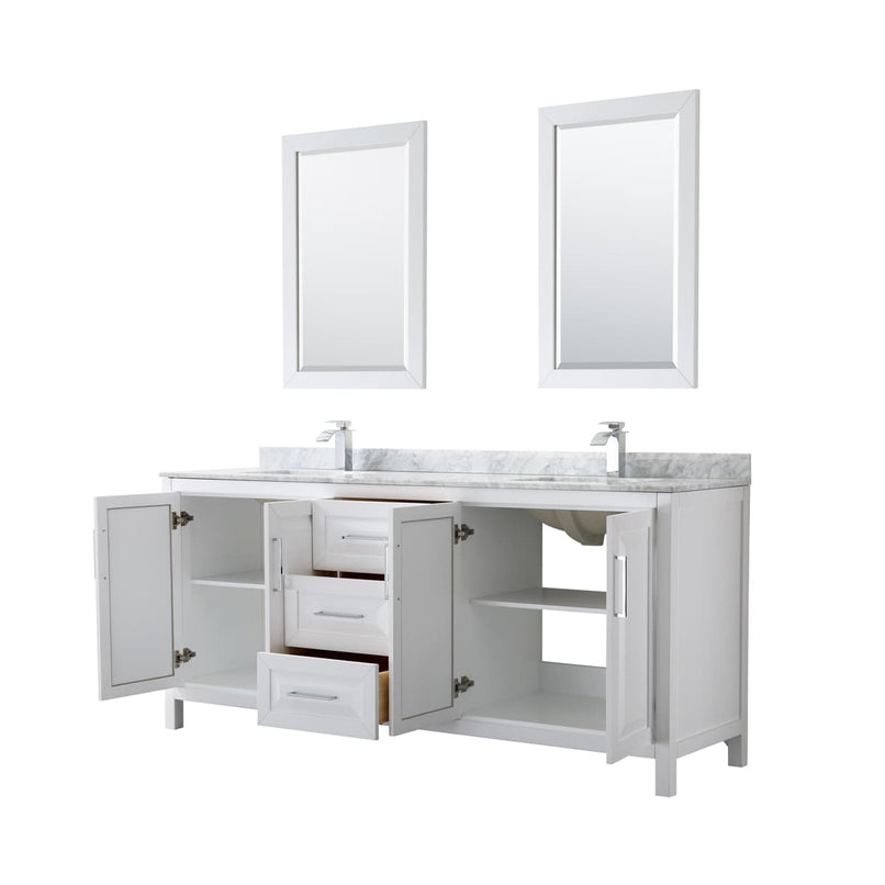 Daria 80" Free Standing Double Vanity Set with MDF Cabinet, Marble Vanity Top, 2 Undermount Sinks, and 2 Framed Mirrors - image 18