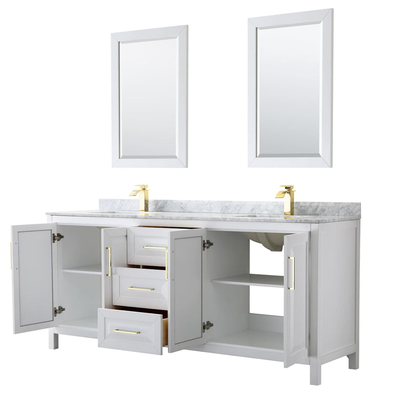 Daria 80" Free Standing Double Vanity Set with MDF Cabinet, Marble Vanity Top, 2 Undermount Sinks, and 2 Framed Mirrors - image 19