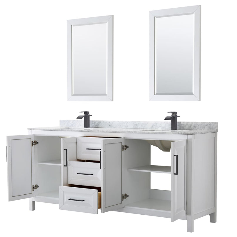 Daria 80" Free Standing Double Vanity Set with MDF Cabinet, Marble Vanity Top, 2 Undermount Sinks, and 2 Framed Mirrors - image 20
