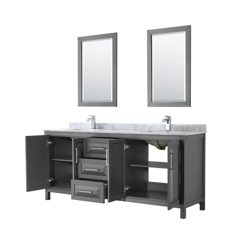 Daria 80" Free Standing Double Vanity Set with MDF Cabinet, Marble Vanity Top, 2 Undermount Sinks, and 2 Framed Mirrors - image 21