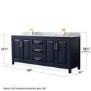 Daria 80" Free Standing Double Vanity Set with MDF Cabinet, Marble Vanity Top, 2 Undermount Sinks, and Framed Mirror - image 6