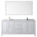 Daria 80" Free Standing Double Vanity Set with MDF Cabinet, Marble Vanity Top, 2 Undermount Sinks, and Framed Mirror - image 8