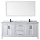 Daria 80" Free Standing Double Vanity Set with MDF Cabinet, Marble Vanity Top, 2 Undermount Sinks, and Framed Mirror - image 9