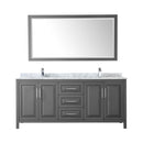 Daria 80" Free Standing Double Vanity Set with MDF Cabinet, Marble Vanity Top, 2 Undermount Sinks, and Framed Mirror - image 10