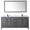 Daria 80" Free Standing Double Vanity Set with MDF Cabinet, Marble Vanity Top, 2 Undermount Sinks, and Framed Mirror - image 11