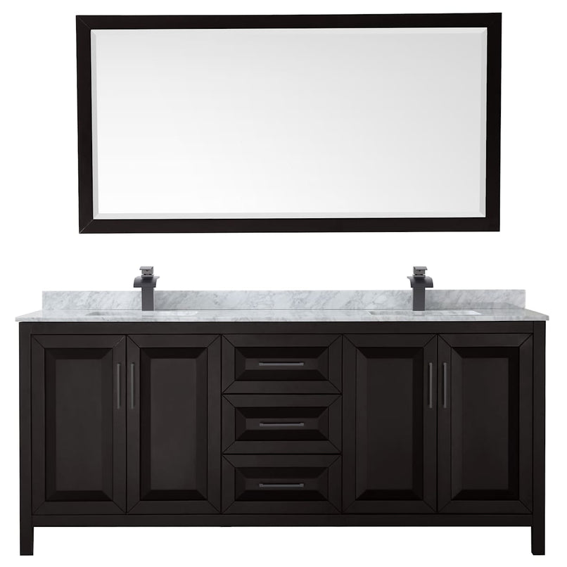 Daria 80" Free Standing Double Vanity Set with MDF Cabinet, Marble Vanity Top, 2 Undermount Sinks, and Framed Mirror - image 12