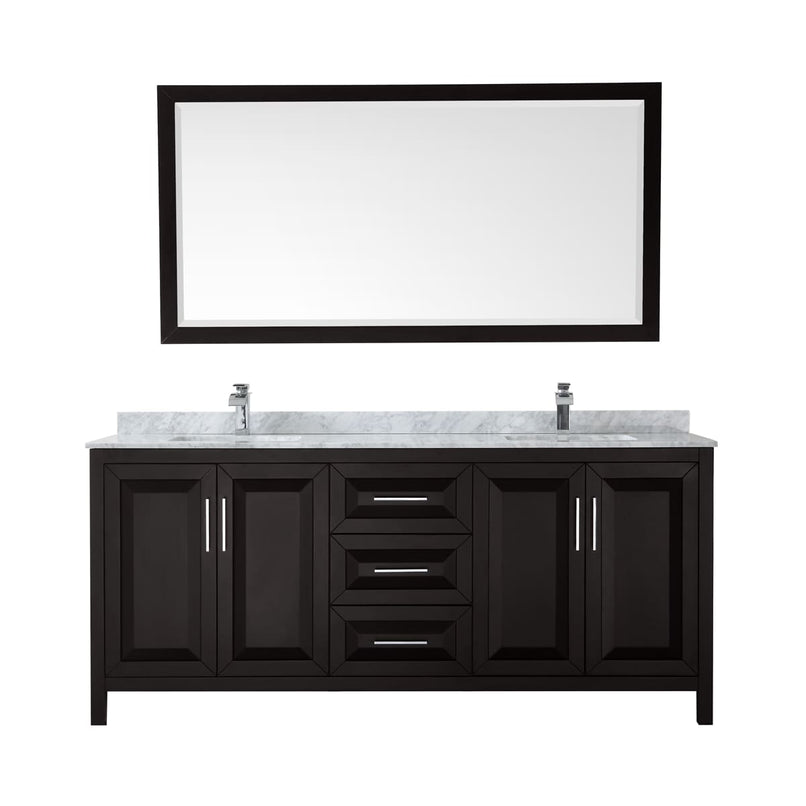 Daria 80" Free Standing Double Vanity Set with MDF Cabinet, Marble Vanity Top, 2 Undermount Sinks, and Framed Mirror - image 13