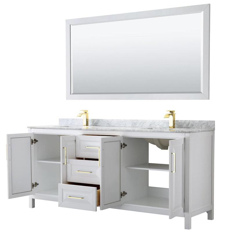 Daria 80" Free Standing Double Vanity Set with MDF Cabinet, Marble Vanity Top, 2 Undermount Sinks, and Framed Mirror - image 19