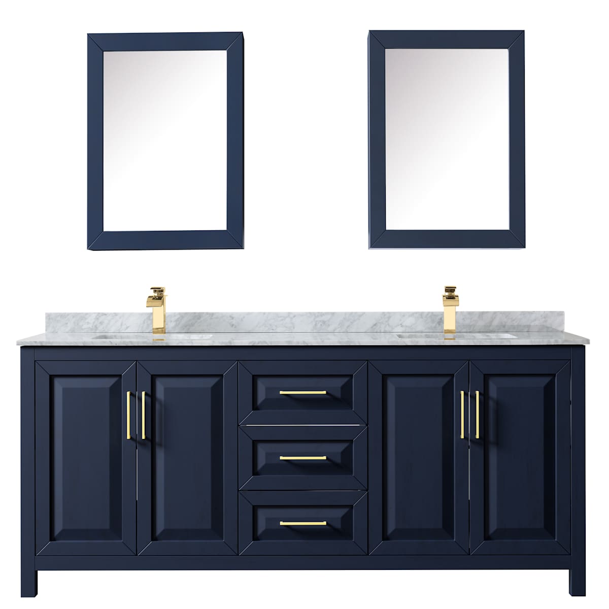 Daria 80" Free Standing Double Vanity Set with MDF Cabinet, Marble Vanity Top, 2 Undermount Sinks, and 2 Medicine Cabinets