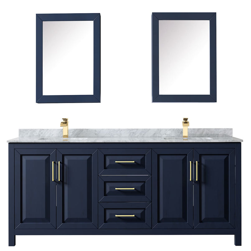 Daria 80" Free Standing Double Vanity Set with MDF Cabinet, Marble Vanity Top, 2 Undermount Sinks, and 2 Medicine Cabinets - image 3