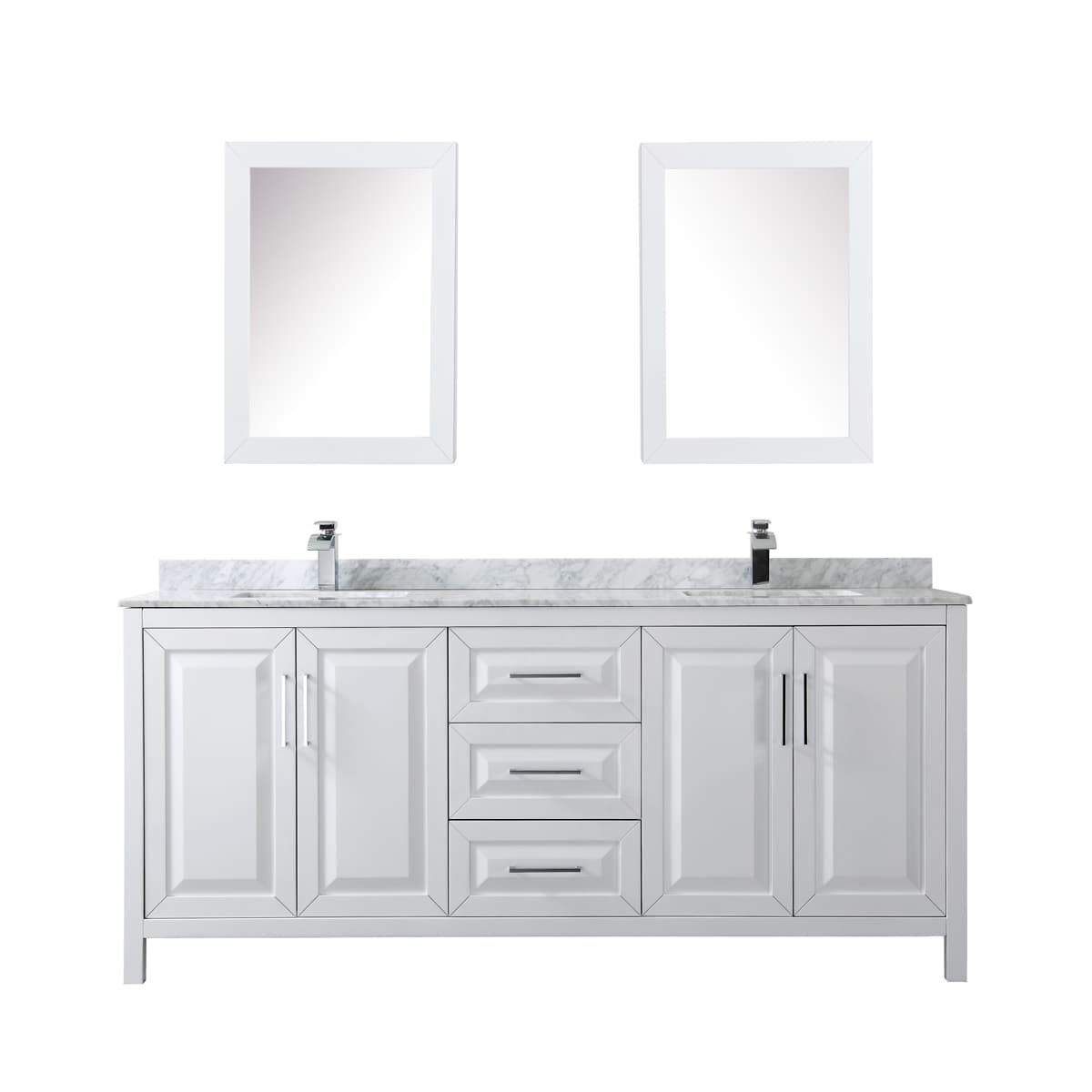 Daria 80" Free Standing Double Vanity Set with MDF Cabinet, Marble Vanity Top, 2 Undermount Sinks, and 2 Medicine Cabinets