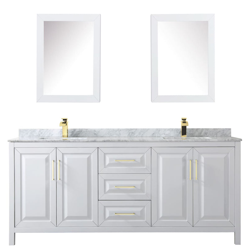 Daria 80" Free Standing Double Vanity Set with MDF Cabinet, Marble Vanity Top, 2 Undermount Sinks, and 2 Medicine Cabinets - image 9