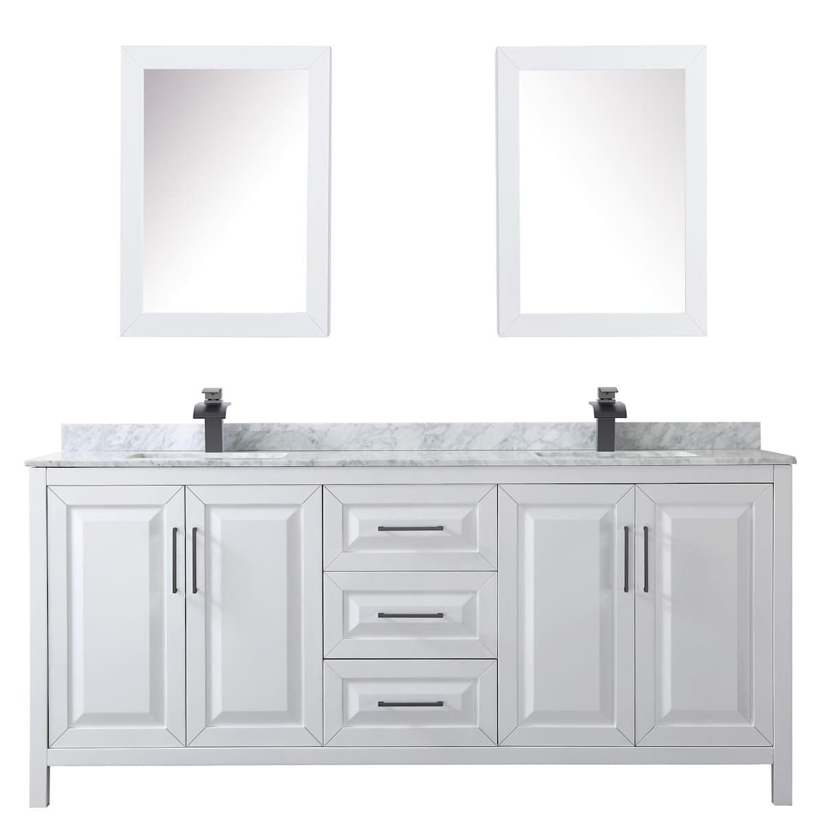 Daria 80" Free Standing Double Vanity Set with MDF Cabinet, Marble Vanity Top, 2 Undermount Sinks, and 2 Medicine Cabinets