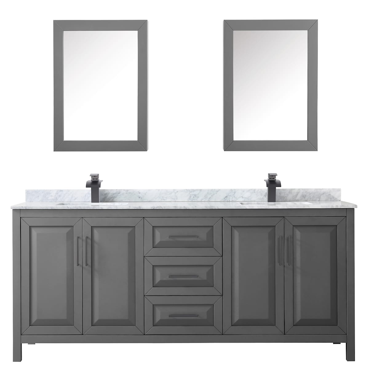 Daria 80" Free Standing Double Vanity Set with MDF Cabinet, Marble Vanity Top, 2 Undermount Sinks, and 2 Medicine Cabinets