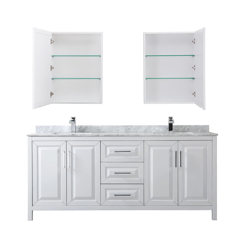 Daria 80" Free Standing Double Vanity Set with MDF Cabinet, Marble Vanity Top, 2 Undermount Sinks, and 2 Medicine Cabinets - image 19