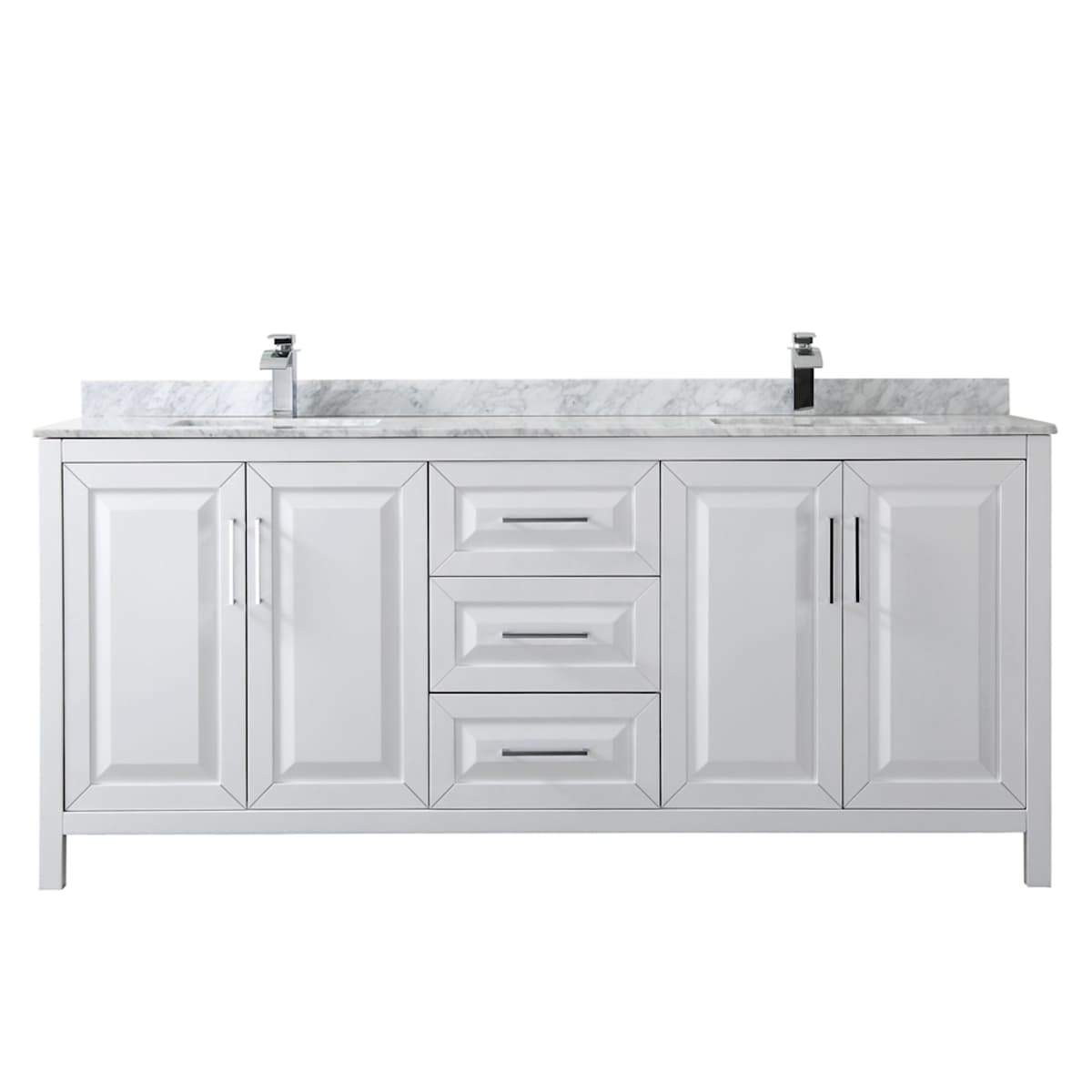 Daria 80" Free Standing Double Vanity Set with MDF Cabinet, Marble Vanity Top, and 2 Undermount Sinks