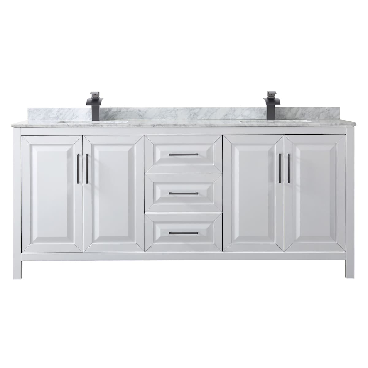 Daria 80" Free Standing Double Vanity Set with MDF Cabinet, Marble Vanity Top, and 2 Undermount Sinks