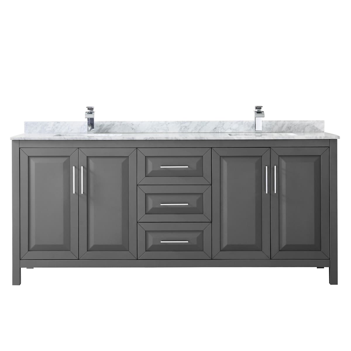 Daria 80" Free Standing Double Vanity Set with MDF Cabinet, Marble Vanity Top, and 2 Undermount Sinks