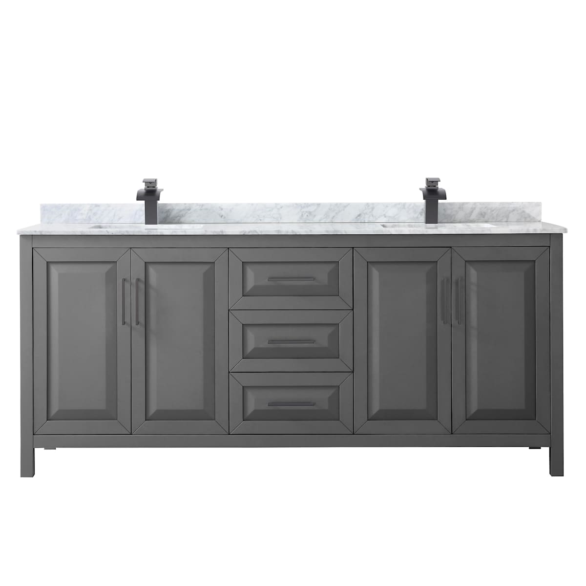 Daria 80" Free Standing Double Vanity Set with MDF Cabinet, Marble Vanity Top, and 2 Undermount Sinks