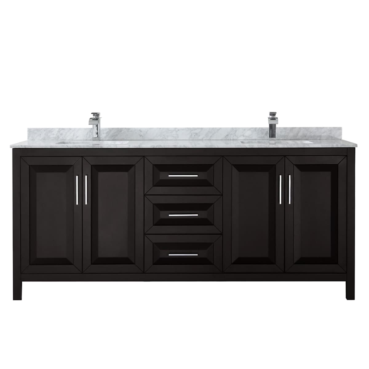 Daria 80" Free Standing Double Vanity Set with MDF Cabinet, Marble Vanity Top, and 2 Undermount Sinks