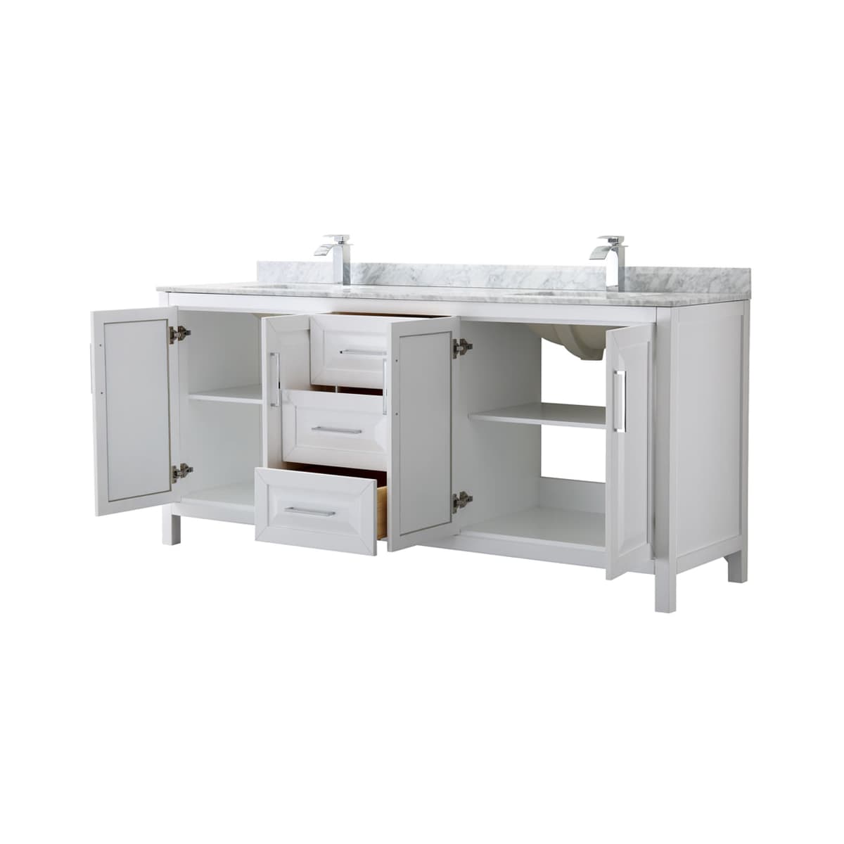 Daria 80" Free Standing Double Vanity Set with MDF Cabinet, Marble Vanity Top, and 2 Undermount Sinks - image 14