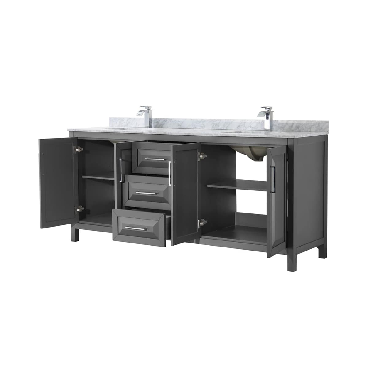 Daria 80" Free Standing Double Vanity Set with MDF Cabinet, Marble Vanity Top, and 2 Undermount Sinks - image 17