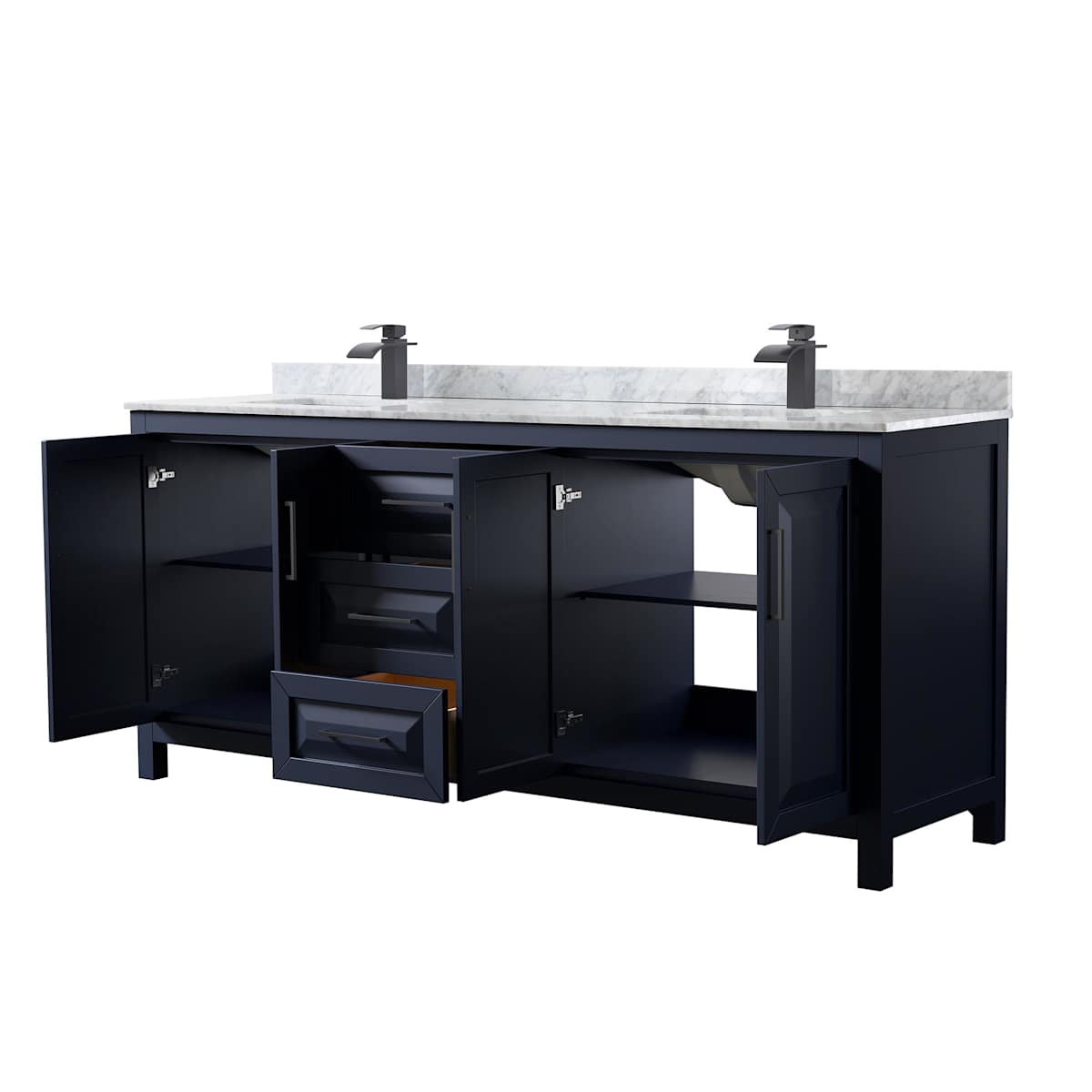 Daria 80" Free Standing Double Vanity Set with MDF Cabinet, Marble Vanity Top, and 2 Undermount Sinks - image 21