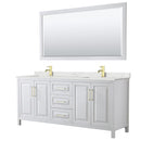 Daria 80" Free Standing Double Basin Vanity Set with Cabinet, Quartz Vanity Top, and Framed Mirror - image 1