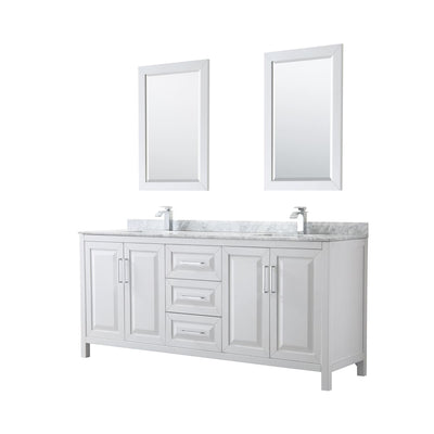 Daria 80" Free Standing Double Vanity Set with MDF Cabinet, Marble Vanity Top, 2 Undermount Sinks, and 2 Framed Mirrors - image 1