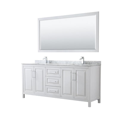 Daria 80" Free Standing Double Vanity Set with MDF Cabinet, Marble Vanity Top, 2 Undermount Sinks, and Framed Mirror - image 1