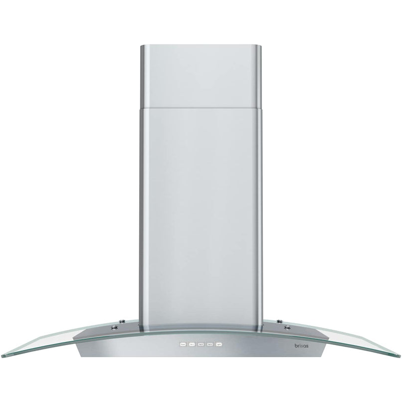 Brisas 290 - 600 CFM 30 Inch Wide Wall Mounted Range Hood with Curved Glass Canopy and LumiLight LED Lighting - image 1