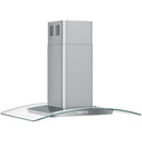 Brisas 290 - 600 CFM 36 Inch Wide Island Range Hood with Curved Glass Canopy and LumiLight LED Lighting - image 2