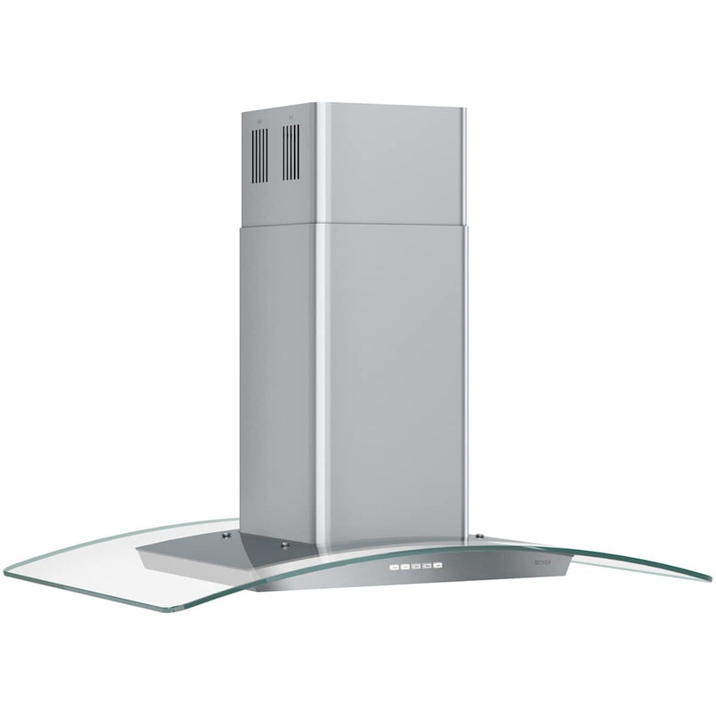 Brisas 290 - 600 CFM 36 Inch Wide Island Range Hood with Curved Glass Canopy and LumiLight LED Lighting - image 2