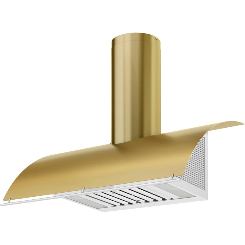 Okeanito 36 in. Wall Mount Range Hood with LED Lights in Brushed Gold - image 2