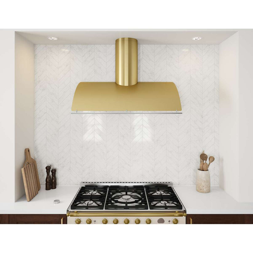 Okeanito 36 in. Wall Mount Range Hood with LED Lights in Brushed Gold - image 3