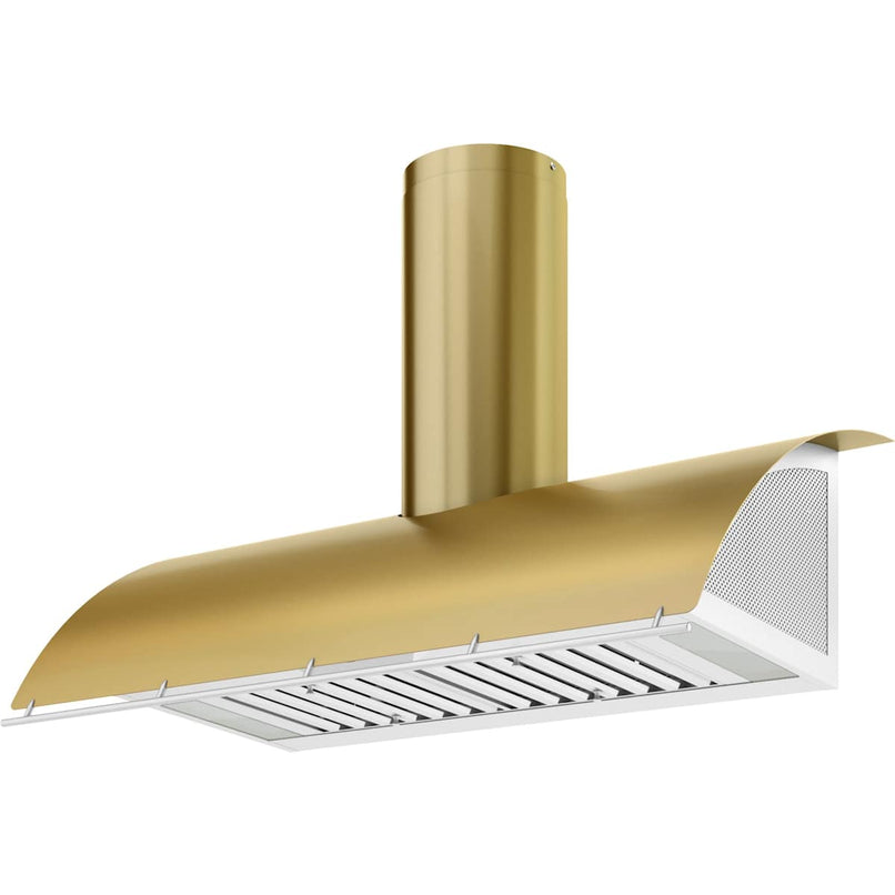 Okeanito 48 in. Wall Mount Range Hood with LED Lights in Brushed Gold - image 2