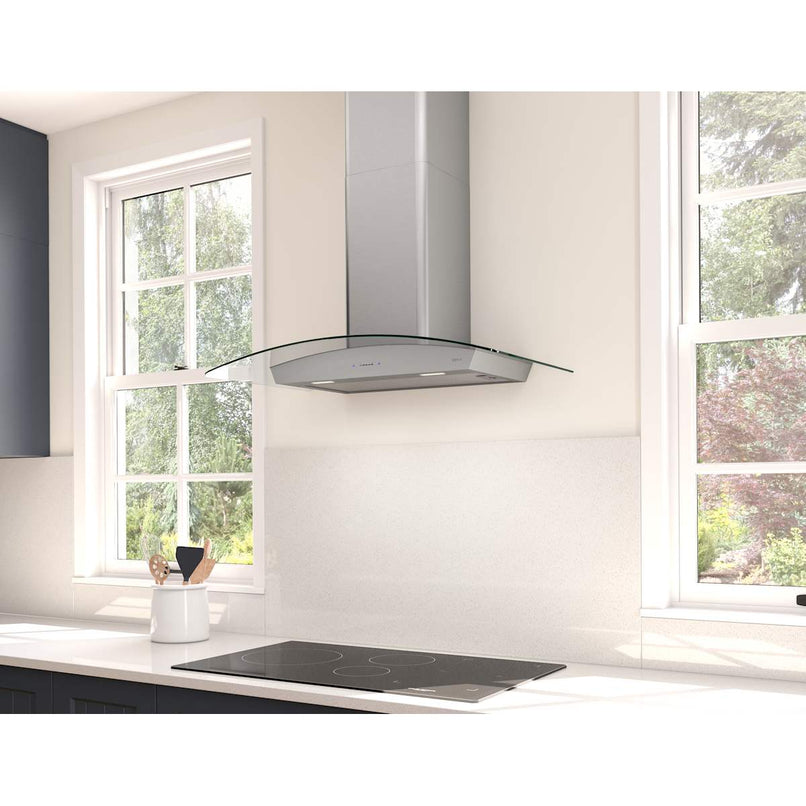 Ravenna 36 in. 600 CFM Wall Mount Range Hood with LED Light in Stainless Steel with Clear Glass Canopy - image 6