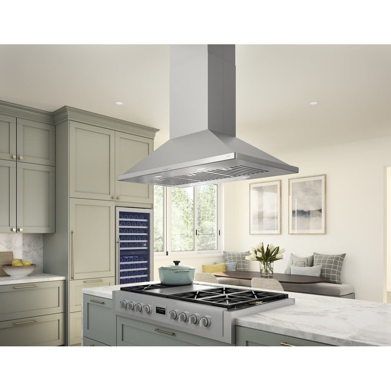 Sienna Pro Island 390 - 1200 CFM 48 Inch Wide Island Range Hood with Airflow Control Technology and ICON Touch Controls - image 4
