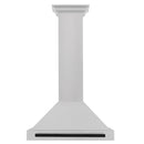 ZLINE Autograph Edition 30 in. Convertible Satin Stainless Steel Wall Mount Range Hood with Matte Black Handle (KB4SNZ-30-MB) front.