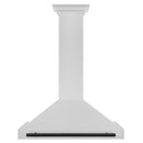 ZLINE Autograph Edition 36 in. Convertible Satin Stainless Steel Wall Mount Range Hood with Matte Black Handle (KB4SNZ-36-MB) front.