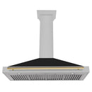 ZLINE Autograph Edition 48 in. Convertible Satin Stainless Steel Wall Mount Range Hood with Black Matte Shell and Champagne Bronze Handle (KB4SNZ-BLM48-CB) under.