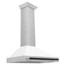 ZLINE Autograph Edition 36 in. Convertible Satin Stainless Steel Wall Mount Range Hood with White Matte Shell and Matte Black Handle (KB4SNZ-WM36-MB)