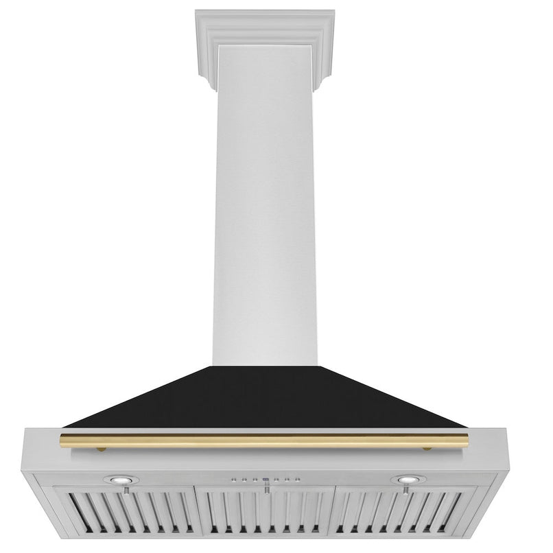 ZLINE Autograph Edition 36 in. Convertible Stainless Steel Range Hood with Black Matte Shell and Champagne Bronze Handle (KB4STZ-BLM36-CB) under.