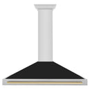 ZLINE Autograph Edition 48 in. Convertible Stainless Steel Range Hood with Black Matte Shell and Champagne Bronze Handle (KB4STZ-BLM48-CB) front.