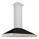 ZLINE Autograph Edition 48 in. Convertible Stainless Steel Range Hood with Black Matte Shell and Polished Gold Handle (KB4STZ-BLM48-G)