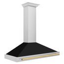 ZLINE Autograph Edition 48 in. Convertible Stainless Steel Range Hood with Black Matte Shell and Polished Gold Handle (KB4STZ-BLM48-G) side.