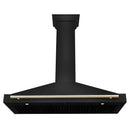 ZLINE Autograph Edition 48 in. Black Stainless Steel Wall Mount Range Hood With Polished Gold Handle (BSKB4Z-48-G)